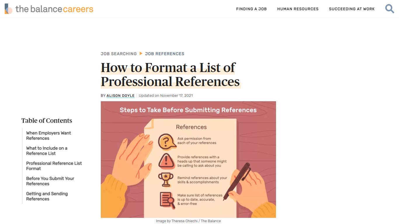 How to Format a List of Professional References - The Balance Careers